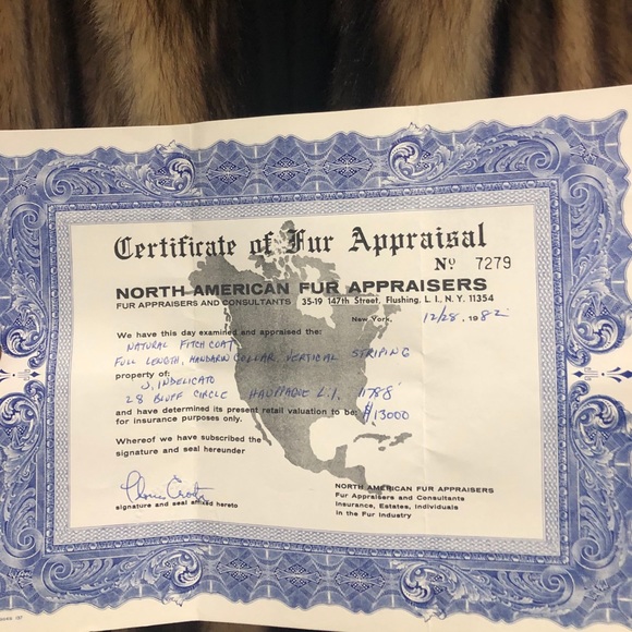 Full length women’s Fitch Fur coat - value $13,000